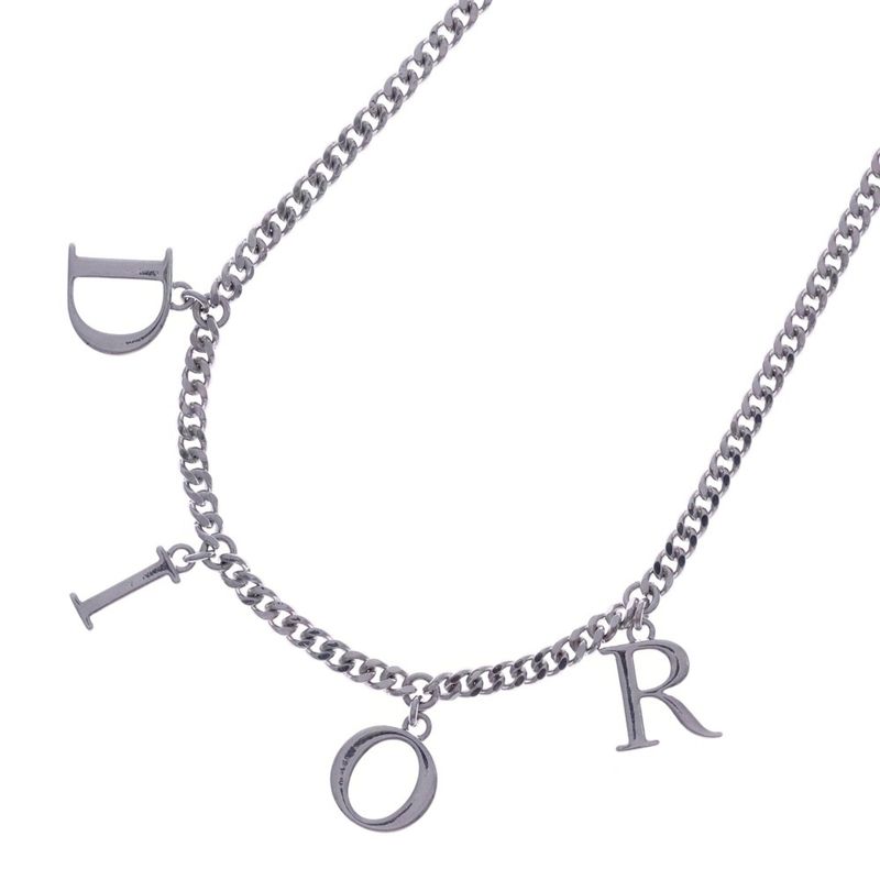 Dior Pendant Necklace Leta Ring Logo Icon Pendant Necklace Silver Chain