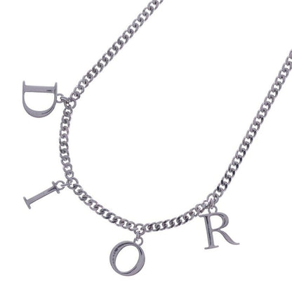 Dior Pendant Necklace Leta Ring Logo Icon Pendant Necklace Silver Chain
