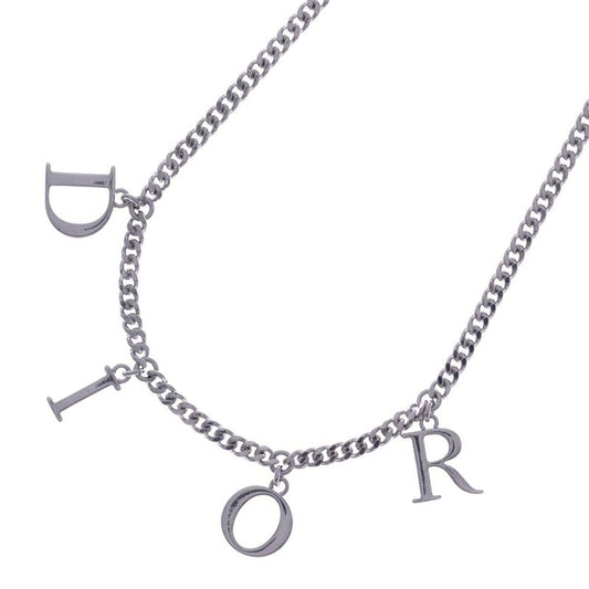 Dior Pendant Necklace Leta Ring Logo Icon Pendant Necklace Silver Chain