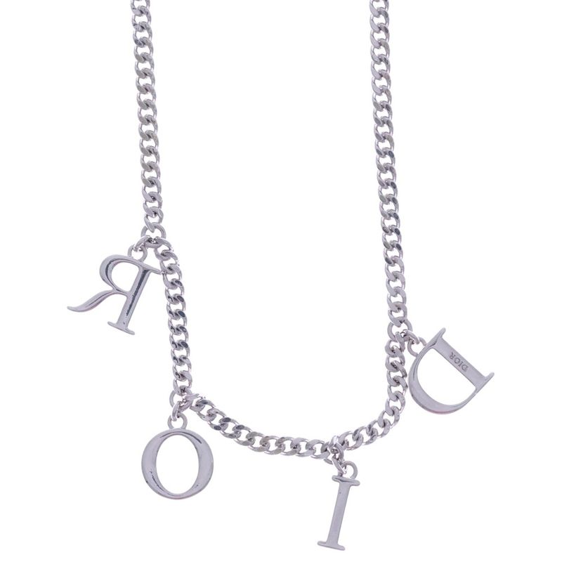 Dior Pendant Necklace Leta Ring Logo Icon Pendant Necklace Silver Chain