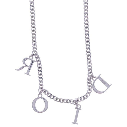 Dior Pendant Necklace Leta Ring Logo Icon Pendant Necklace Silver Chain