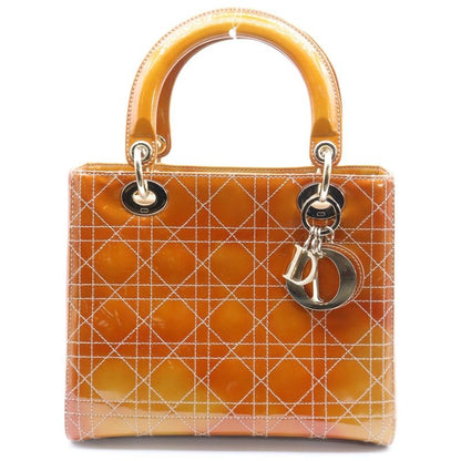 Christian Dior Lady Dior Canage Medium 2way Handbag Shoulder Bag Yellow Patent