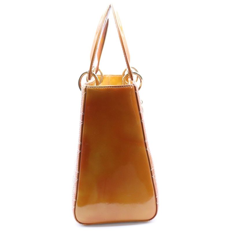 Christian Dior Lady Dior Canage Medium 2way Handbag Shoulder Bag Yellow Patent