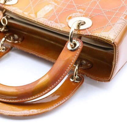 Christian Dior Lady Dior Canage Medium 2way Handbag Shoulder Bag Yellow Patent