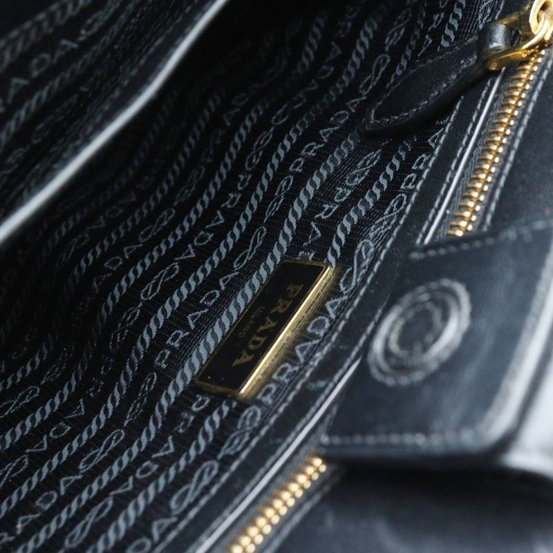 Prada 2way Handbag Shoulder Bag Leather Black 1ba113