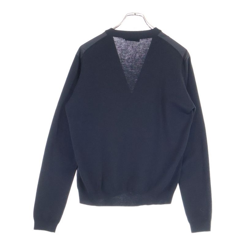 Prada Nylon Cut Replacement Wool Cardigan Black Smc381