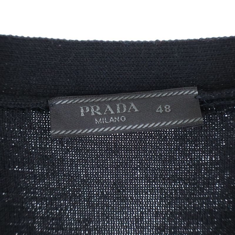 Prada Nylon Cut Replacement Wool Cardigan Black Smc381