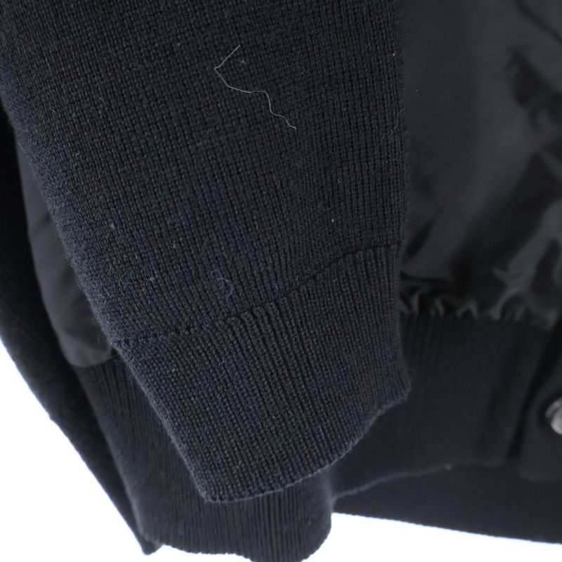 Prada Nylon Cut Replacement Wool Cardigan Black Smc381