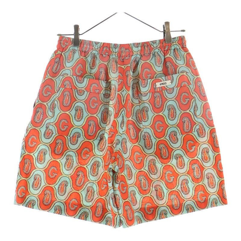 Gucci 21aw G Paisley Linen All-Over Pattern Half Pants Shorts Orange 654233