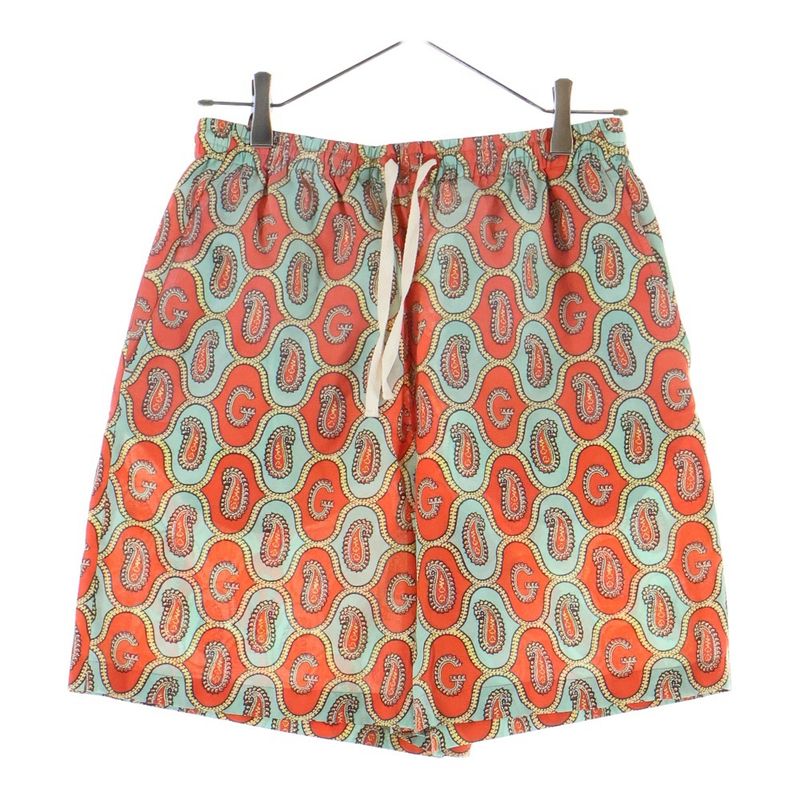 Gucci 21aw G Paisley Linen All-Over Pattern Half Pants Shorts Orange 654233