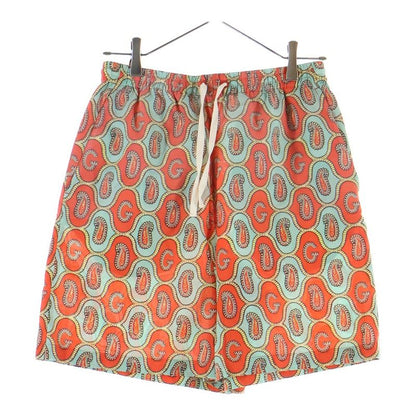 Gucci 21aw G Paisley Linen All-Over Pattern Half Pants Shorts Orange 654233