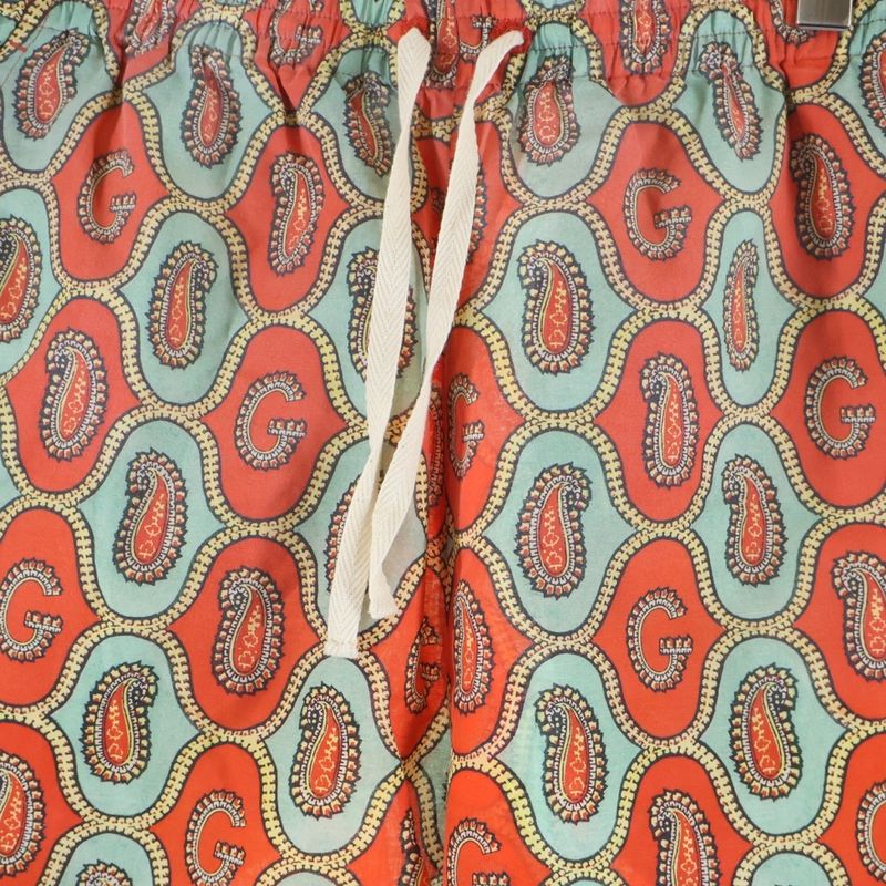 Gucci 21aw G Paisley Linen All-Over Pattern Half Pants Shorts Orange 654233
