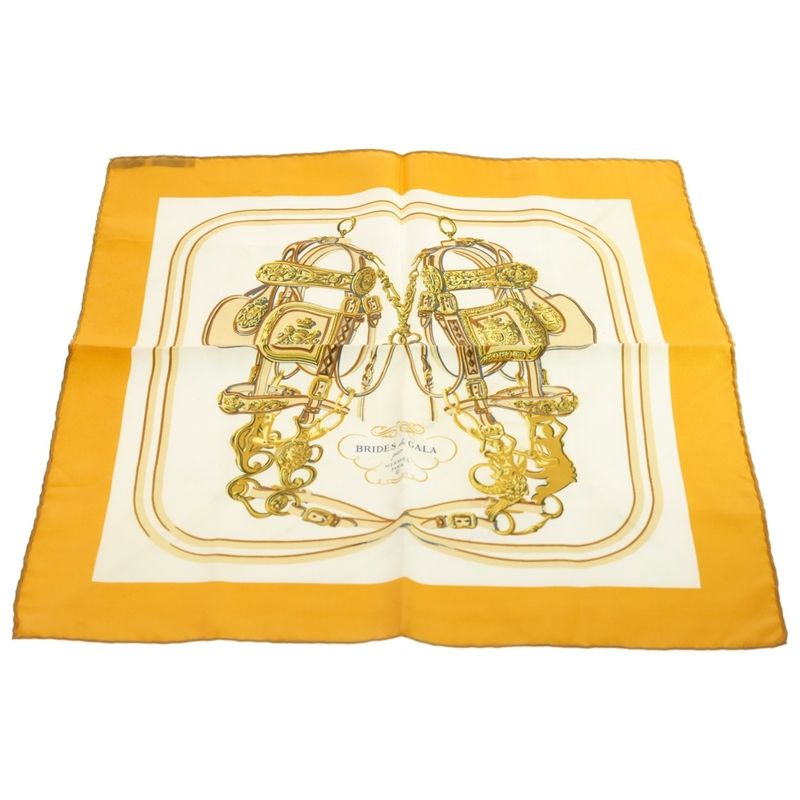Hermes Carré 40 Brides de Gala Silk Scarf Yellow