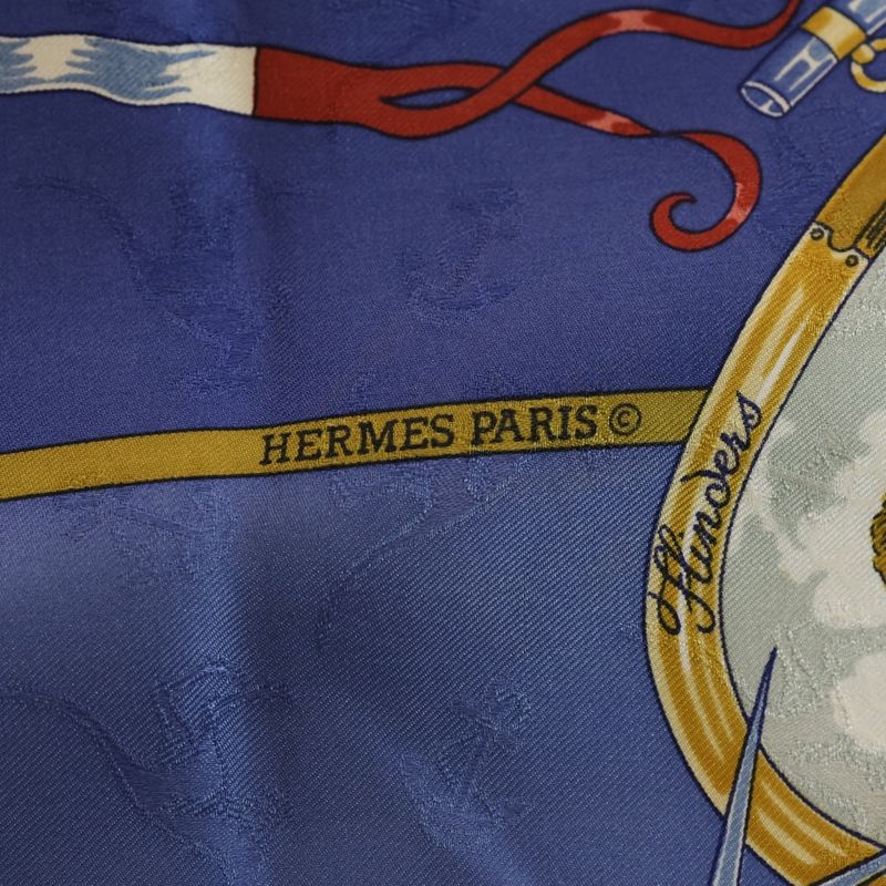 Hermes Carre 90 le Geographe Geographer Silk Scarf Blue