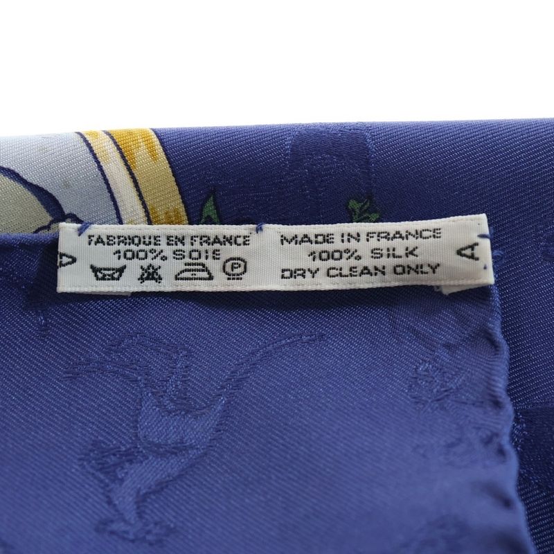 Hermes Carre 90 le Geographe Geographer Silk Scarf Blue