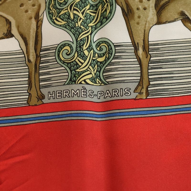Hermes Carre 90 Au Fil de LA Sole Silk Scarf Red