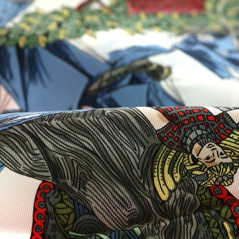 Hermes Carre 90 Au Fil de LA Sole Silk Scarf Red