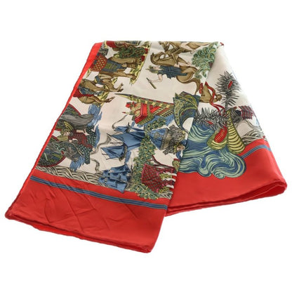 Hermes Carre 90 Au Fil de LA Sole Silk Scarf Red