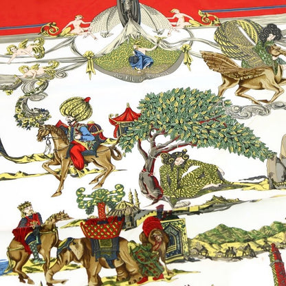 Hermes Carre 90 Au Fil de LA Sole Silk Scarf Red