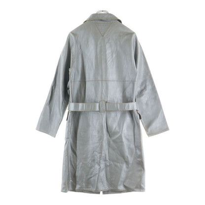 Fendi Metallic Cles Zahr Stitching Design Stand Collar Long Jacket Coat Grey