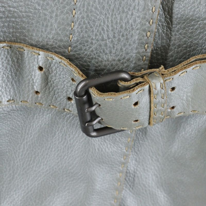 Fendi Metallic Cles Zahr Stitching Design Stand Collar Long Jacket Coat Grey