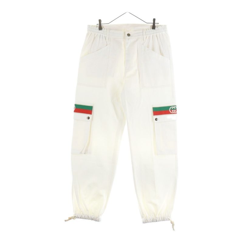 Gucci Interlocking G Sherry Line Cotton Cargo Pants White 623986 Xdba4