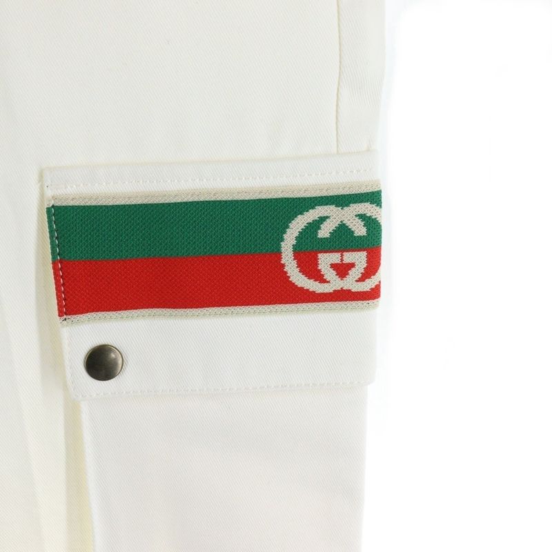 Gucci Interlocking G Sherry Line Cotton Cargo Pants White 623986 Xdba4