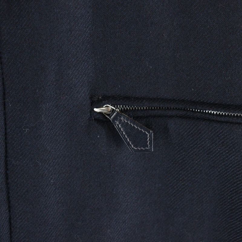 Hermes Serie Button Wool Zip-Up Shirt Jacket Black