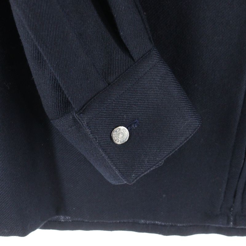 Hermes Serie Button Wool Zip-Up Shirt Jacket Black