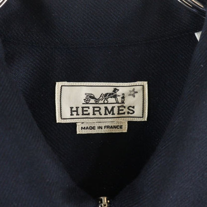 Hermes Serie Button Wool Zip-Up Shirt Jacket Black