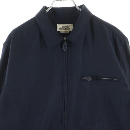 Hermes Serie Button Wool Zip-Up Shirt Jacket Black