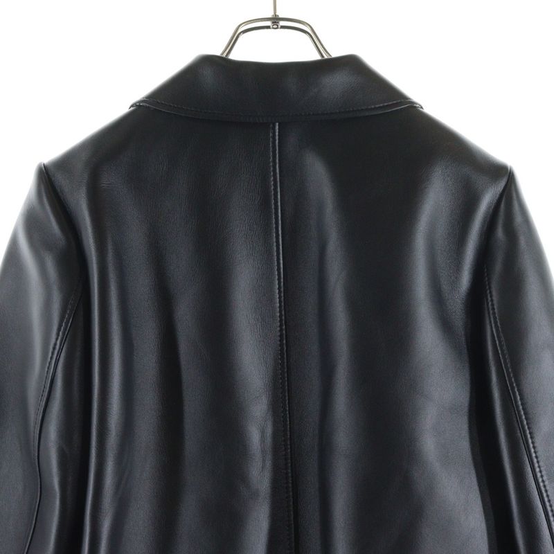 Celine Claudine Collar Triomphe Button Soft Lambskin Leather Snap Button Jacket