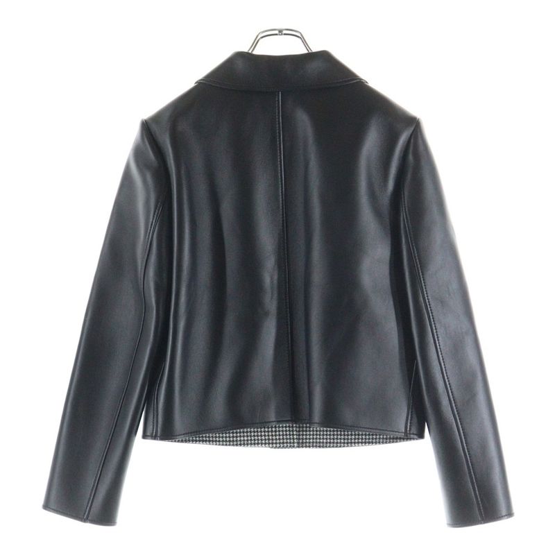 Celine Claudine Collar Triomphe Button Soft Lambskin Leather Snap Button Jacket