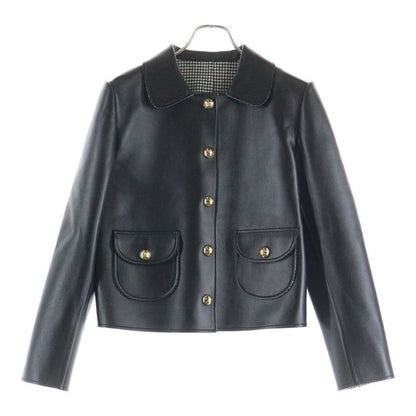 Celine Claudine Collar Triomphe Button Soft Lambskin Leather Snap Button Jacket