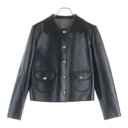 Celine Claudine Collar Triomphe Button Soft Lambskin Leather Snap Button Jacket