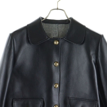 Celine Claudine Collar Triomphe Button Soft Lambskin Leather Snap Button Jacket