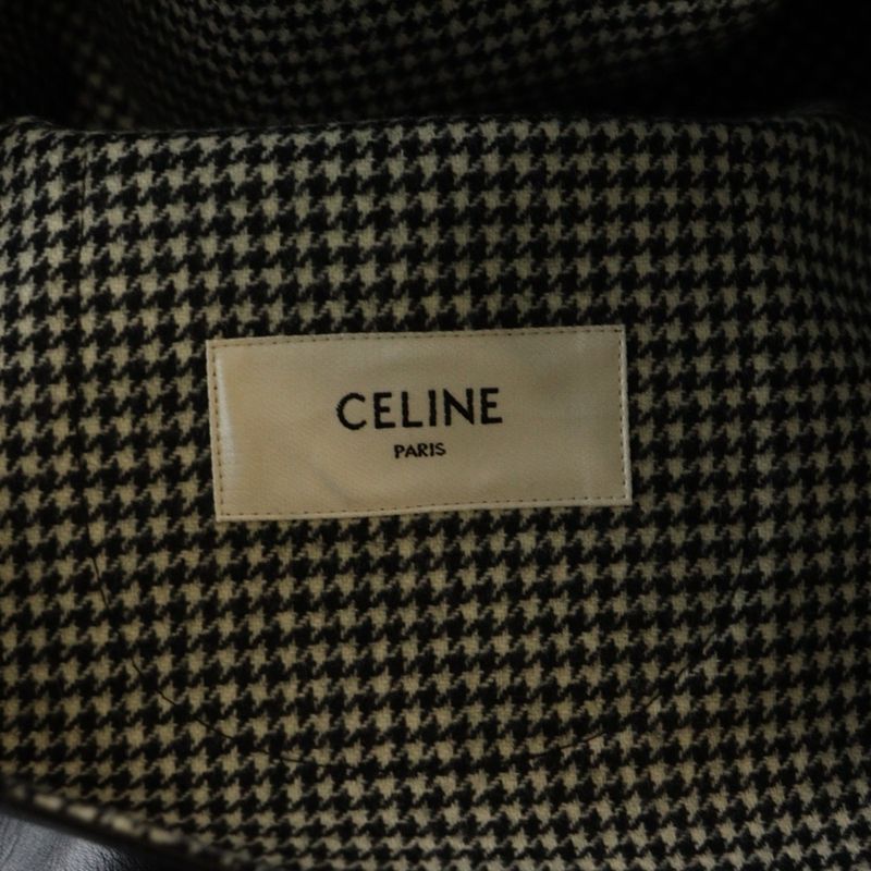 Celine Claudine Collar Triomphe Button Soft Lambskin Leather Snap Button Jacket