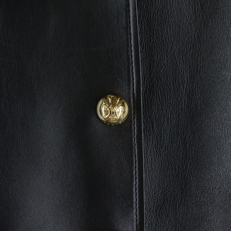 Celine Claudine Collar Triomphe Button Soft Lambskin Leather Snap Button Jacket