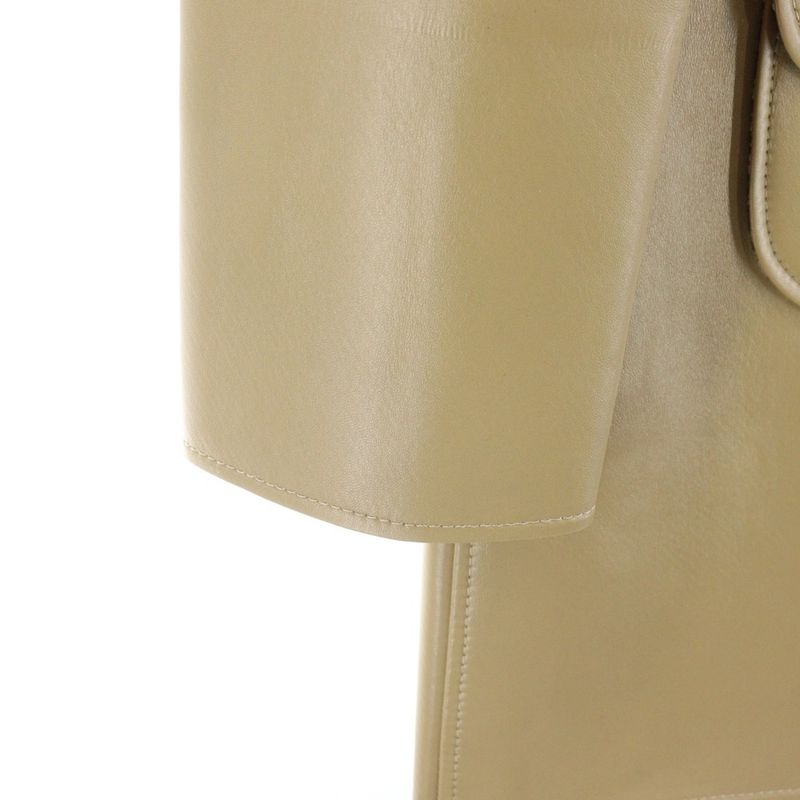 Celine Babydoll Soft Lambskin Leather Triomphe Button Coat Beige Ladies