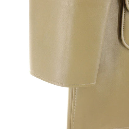Celine Babydoll Soft Lambskin Leather Triomphe Button Coat Beige Ladies