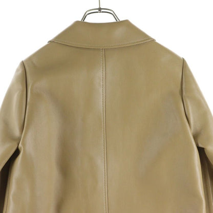 Celine Babydoll Soft Lambskin Leather Triomphe Button Coat Beige Ladies