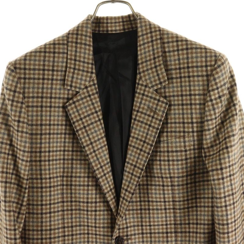 Celine Double Face Campbell Checked Wool Tailored Jacket Brown 5ab4518r