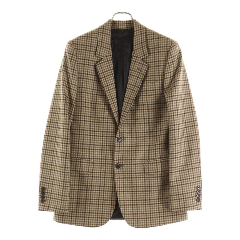 Celine Double Face Campbell Checked Wool Tailored Jacket Brown 5ab4518r