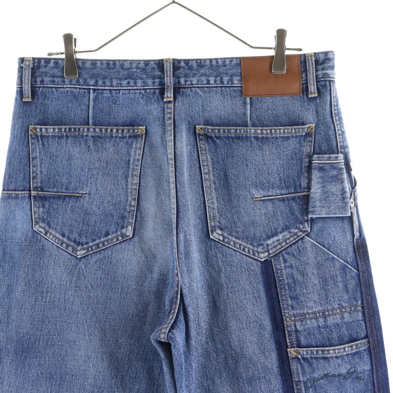Christian Dior Handwritten Button Fly Carpenter Denim Pants 493d183ay552 Indigo