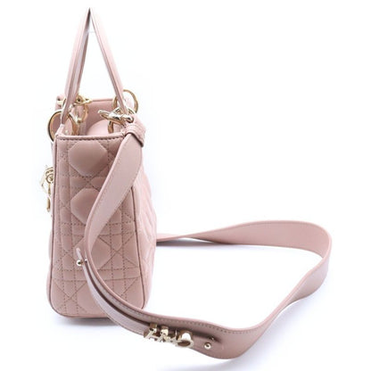 Christian Dior My Lady Dior Small 2way Handbag Shoulder Bag Canage Pink Beige