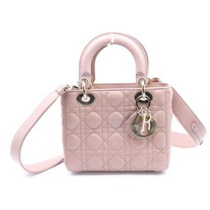 Christian Dior My Lady Dior Small 2way Handbag Shoulder Bag Canage Pink Beige