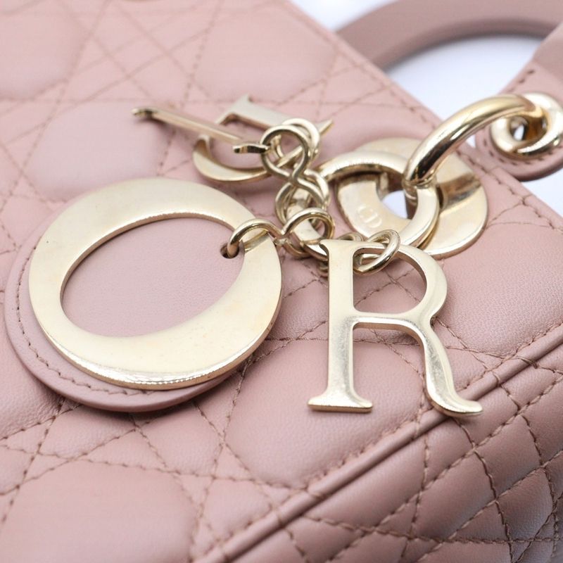 Christian Dior My Lady Dior Small 2way Handbag Shoulder Bag Canage Pink Beige