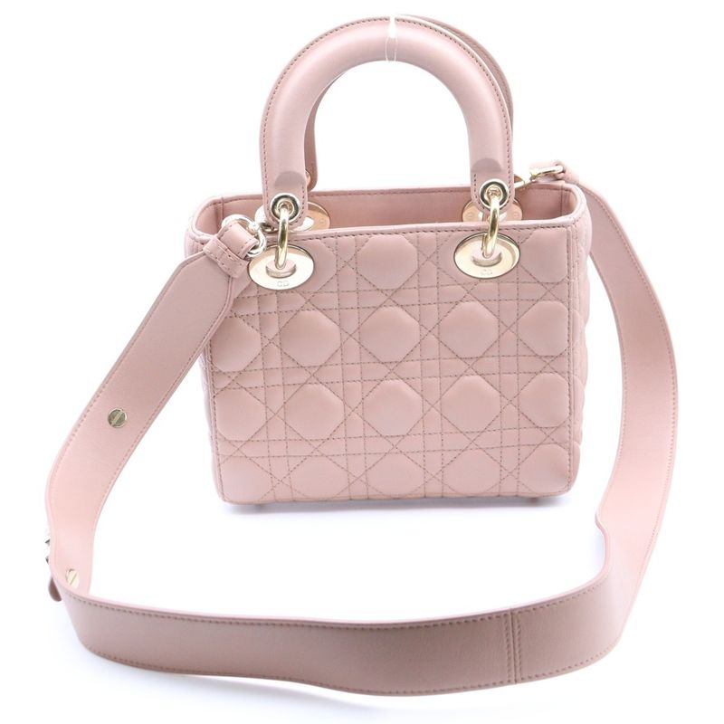 Christian Dior My Lady Dior Small 2way Handbag Shoulder Bag Canage Pink Beige