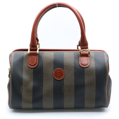 Fendi Pecan Mini Boston Bag Handbag PVC Beige and Black