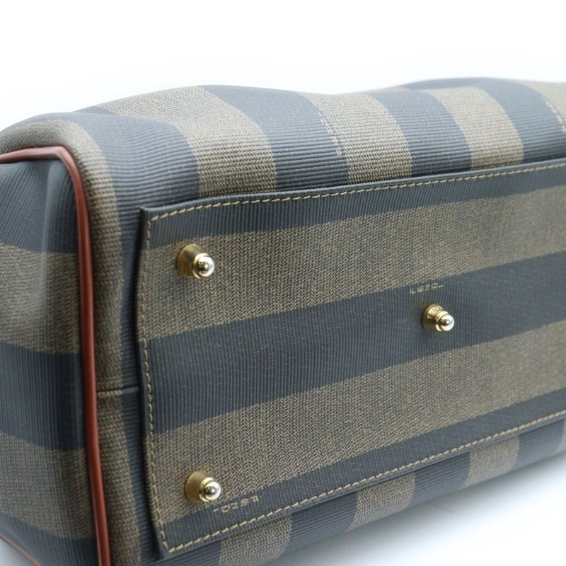 Fendi Pecan Mini Boston Bag Handbag PVC Beige and Black